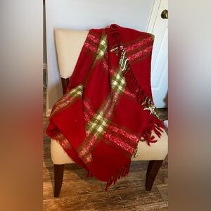 Threshold Plaid Throw With Fringe Trim Red Green