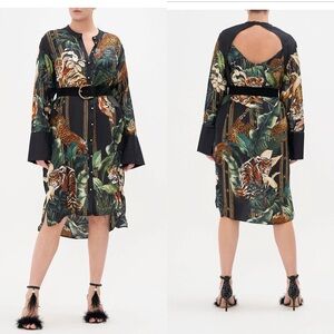 NWT Camilla Open Back Shirt Easy Tiger Casual Dress Green Silk Size Small