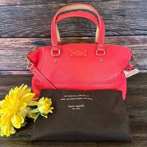 Kate Spade Grove Court Small Sloan Leather Satchel Bag Bright Geranium PINK!