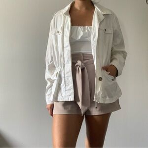 Eddie Bauer white short soft shell wind jacket womans size  XXL 100% cotton