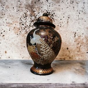 Vintage Japanese Peacock Vase Urn