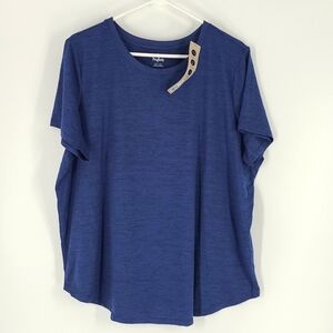 Hyba Size XXL Blue Crew Neck Curved Hem T-Shirt