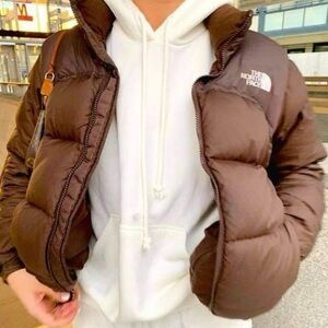 Brown TNF Nuptse jacket