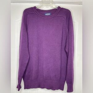 Lands’ End Purple Knit Cotton Crewneck Sweater Size Medium