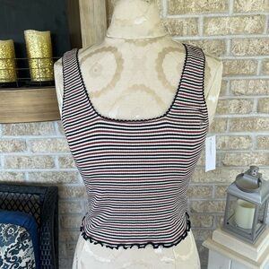 American Eagle striped lettuce crop tank size XS