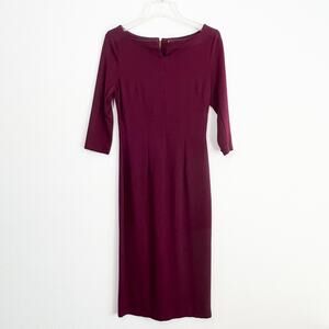 Mary Crafts Zipper Back Sheath Dress Women's 4 Burgundy Church Work