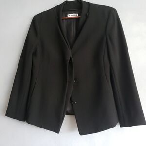 JIL SANDER BLACK WOOL  DECONSTUCTED BLAZER, SIZE 38