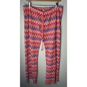 Luli Fama Women's Flamingo Lace Cover Up Swim Striped Beach Pants Medium