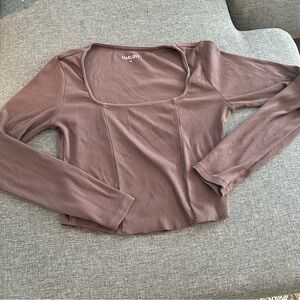 🧡Harlow Mauve square neck long sleeved shirt