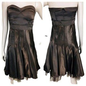 Vintage 90's Y2K Ceres Silk Strapless Bustier Fit & Flare Party Dress