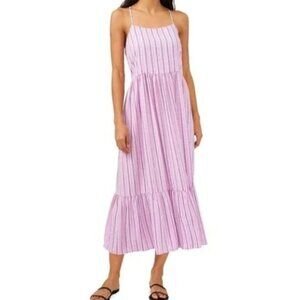 Riley & Rae Women's Purple Pink Stripe Ruffle bottom Maxi Dress Sz L  NWT