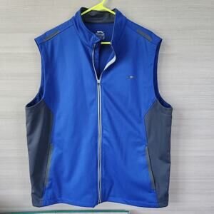 Slazenger Golf Mens Vest XL Royal Blue Grey Softshell Full Zip Drawing Waist EUC