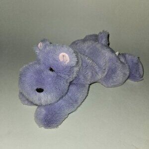 VTG MJC Purple Hippo Plush 11" Long Floppy Bean Bag Stuffed Animal Toy 1994