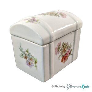 Vintage 70s Jubilee Fine Bone China Made in England Floral Trinket Box