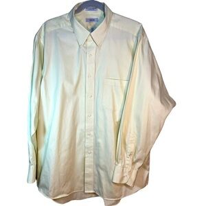 Izod Men’s Pale Green and White Striped Dress Shirt.