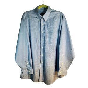 Club Room Easy Care Men’s Button Down Blue and White Striped Shirt.