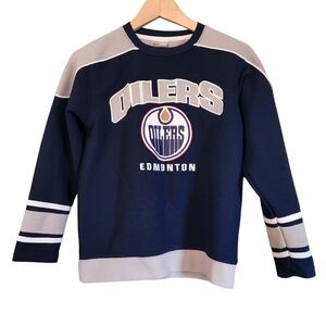 NHL Edmonton  Oilers blue gray long-sleeve pull-on hockey jersey