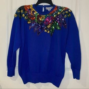 Vintage Victoria Harbour Sequin & Beaded Sweater | Size Medium