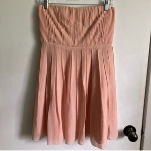 Broadway and Broome pink silk mini dress strapless pleated size small