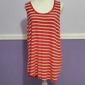 Old Navy Luxe Red & white Striped Soft Flowy Tank Top Tunic Lounging Casual