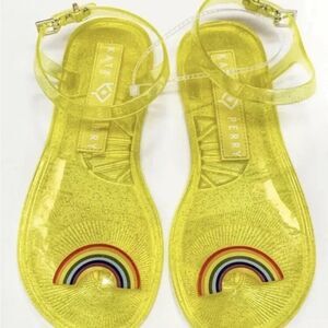 Vibrant Katy Perry Yellow Jelly Rainbow Toe Shoes - Size 9