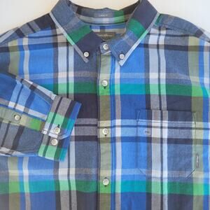 NWT Eddie Bauer Mens Favorite Flannel Classic Fit Shirt Blue Plaid Size XXL