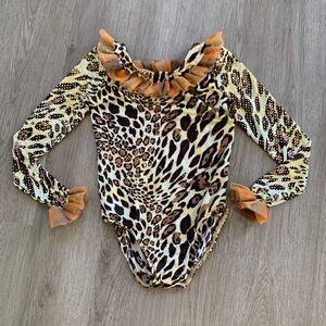 Weissman dance gymnastics leopard cheetah animal print leotard costume outfit LG