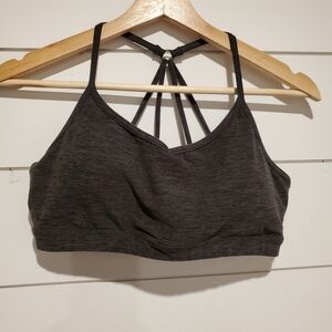 Lole medium sports bra dark heathered grey workout hot yoga padded bra gym wear