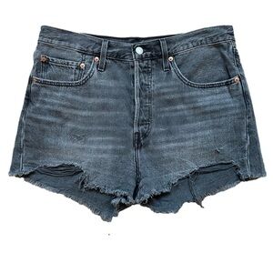 Levi's 501 Jean Shorts 100% Cotton Grey Denim Festival Coastal Cowgirl - Size 30