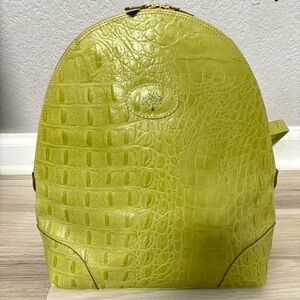 Mulberry Backpack Bag Double Strap Rucksack Crocodile Leather Lime Green