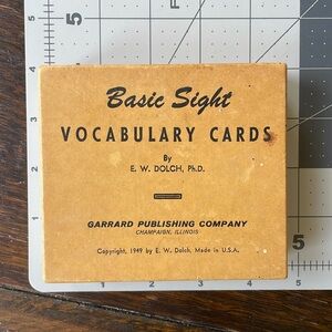 Vintage Basic Sight Vocabulary Cards by E.W. Dolch, Ph.D, copyright 1949