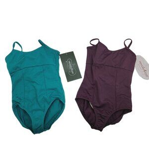 New Revolution Strappy Back Leotard - Bundle of 2 Girl's Size SC Teal and Plum