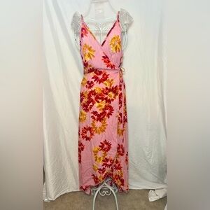 Floral Wrap Dress - Pink - Size M - Like New!