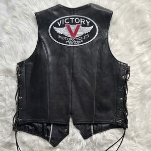 Women's Victory Motorcycle Genuine Leather Vest size Large Vintage