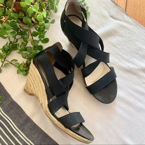 Tahari Kendall Strappy Raffia Wedge Sandals