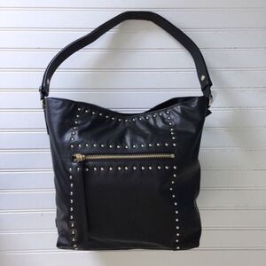 Cole Haan Studded Black Leather Hobo Bag NWT