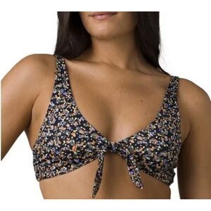 Prana‎ Vivienne Bikini Top Black Petals XS Beach Pool Swim Sun Bath No Bottoms