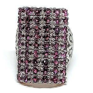 Unheated Natural Pink Rhodolite Garnet‎ 2.5mm 925 Sterling Silver Ring Size 6.5