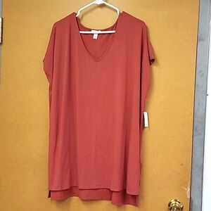 Daily Ritual Size XL Burnt Red V Neck Boxy Tee
