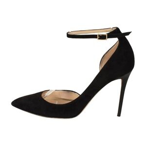 Jimmy Choo Lucy Black Suede Pointed Toe Buckle Stiletto Heel Pumps