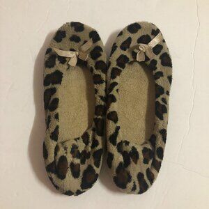 Large Brown Leopard Print Flat Slippers Size 9-10