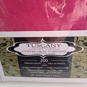 NEW TUSCANY luxury linens cotton sateen standard pillowcases set pink Barbiecore