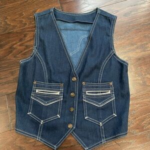 Red Snap Vintage Women’s Denim Vest Size 9 Country Classic Y2K