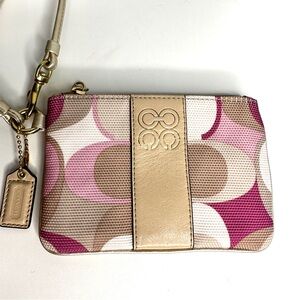 COACH | Women’s Signature Coach Wristlet | Pink Tan Cream