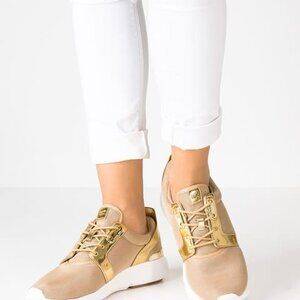 Amanda Mesh Gold Metallic Sneakers, Size 8