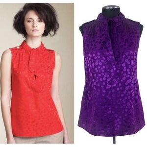 Marc by Marc Jacobs Wild Cherry Jacquard Print Sleeveless 100% Silk Top