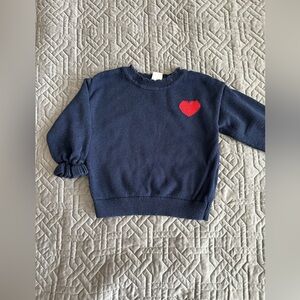 Baby Girl Babygap Navy Sweater with Red Heart Size 18-24 mos