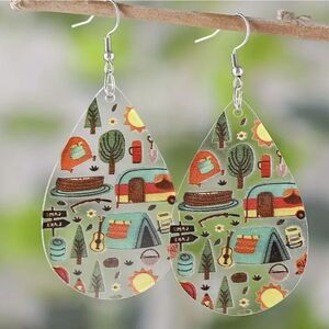 New CAMPING woodland forest earrings