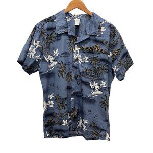 PALMWAVE Hawaiian Men's Shirt Medium Floral Short Sleeve Button Up 100% Cotton