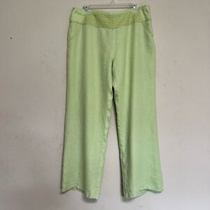 JMP Dress Pants Women's Size X-Large Lined Light Green 100% Linen Summer Career